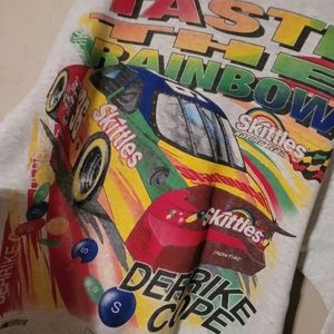 1997 SKITTLES NASCAR SWEATSHIRT SZ LARGE " TASTE THE RAINBOW WHAT???"